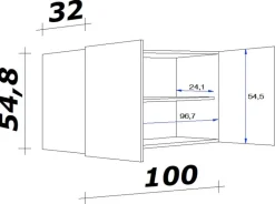 Hängeschrank Morena grau matt B/H/T: ca. 100x54,8x32 cm