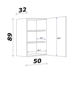 Hängeschrank Morena grau matt B/H/T: ca. 50x89x32 cm
