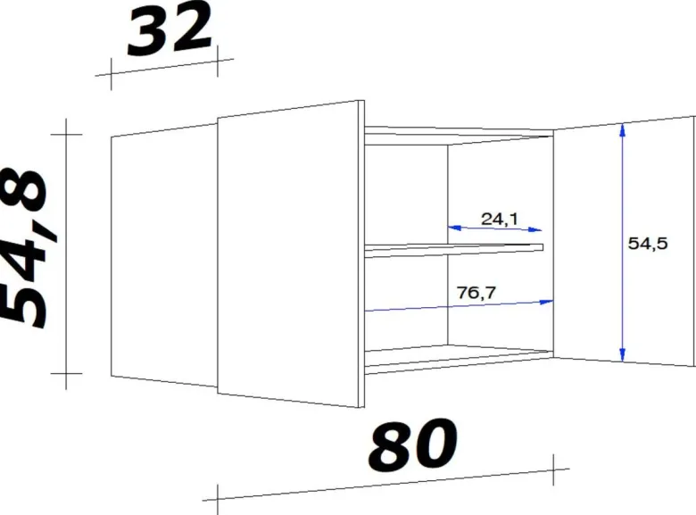 Hängeschrank Morena grau matt B/H/T: ca. 80x54,8x32 cm