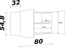 Hängeschrank Samoa weiß Eiche Nachbildung B/H/T: ca. 80x54,8x32 cm