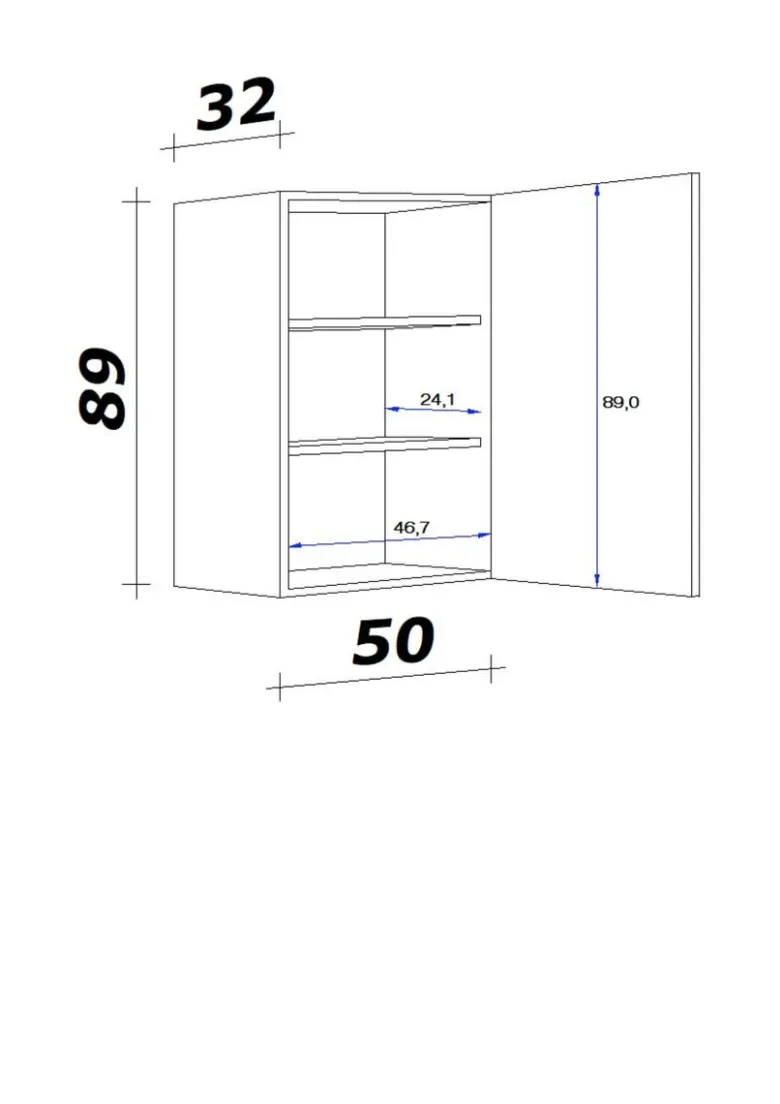 Hängeschrank Valero weiß Hochglanz B/H/T: ca. 50x89x32 cm