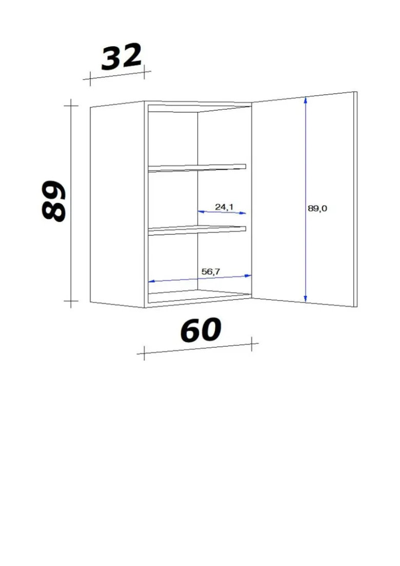 Hängeschrank Valero weiß Hochglanz B/H/T: ca. 60x89x32 cm