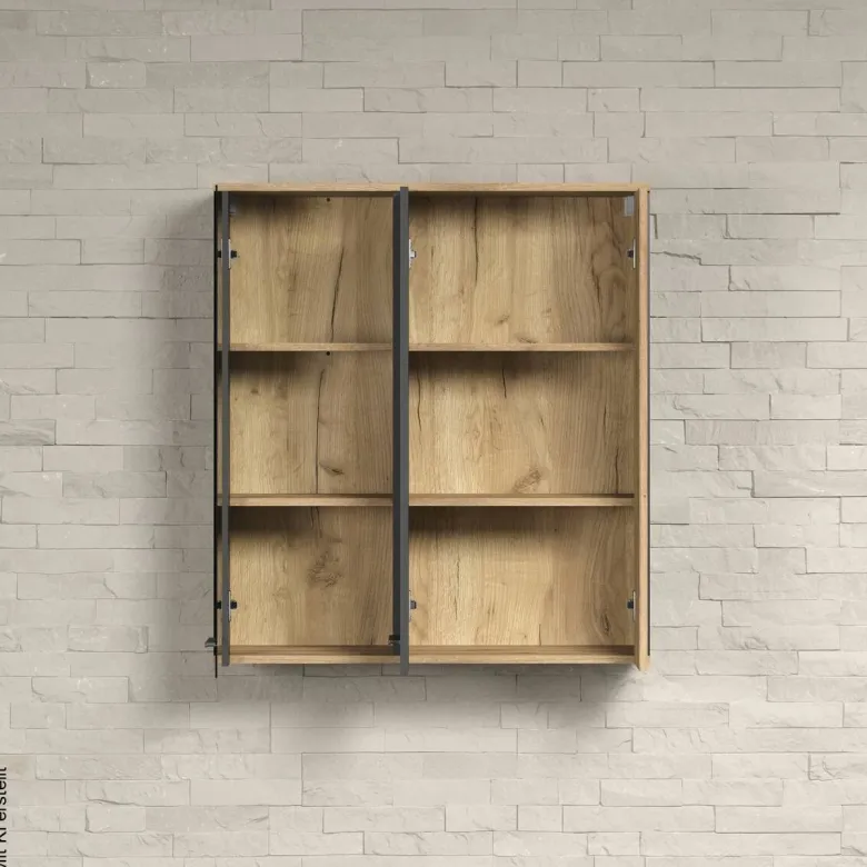 Hängevitrine Esteban anthrazit Eiche Evoke Coast Nachbildung B/H/T: ca. 90x99x34 cm