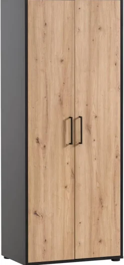 Hochschrank Aino Eiche Artisan Nachbildung schwarz matt B/H/T: ca. 65x163,6x41 cm