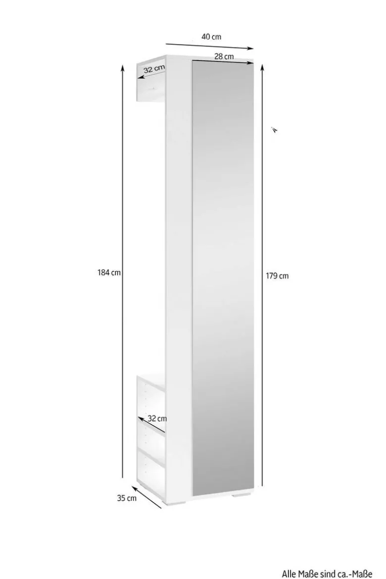 Hochschrank BEN Eiche Nachbildung B/H/T: ca. 40x184x35 cm