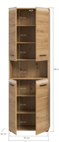 Hochschrank Ice Artisan Oak Nachbildung B/H/T: ca. 60x185x30 cm
