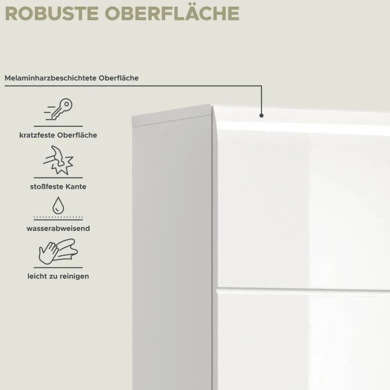 Hochschrank Ice weiß weiß Hochglanz B/H/T: ca. 30x185x30 cm