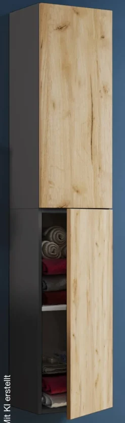 Hochschrank Lendas anthrazit Eiche Honig Nachbildung B/H/T: ca. 33x150x22 cm