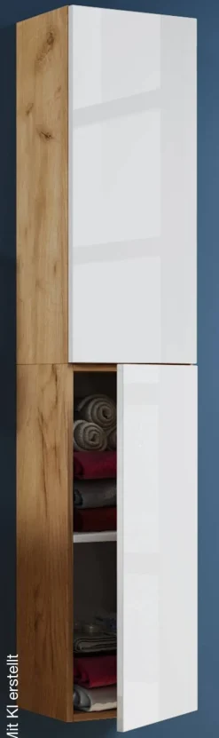 Hochschrank Lendas Eiche Honig Nachbildung weiß B/H/T: ca. 33x150x22 cm