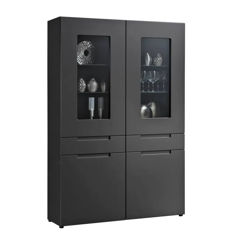 Hochschrank Mailand anthrazit matt MDF B/H/T: ca. 128x191x40 cm
