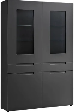 Hochschrank Mailand anthrazit matt MDF B/H/T: ca. 128x191x40 cm