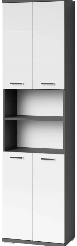 Hochschrank NEBRASKA anthrazit weiß Hochglanz B/H/T: ca. 50x192x31,5 cm