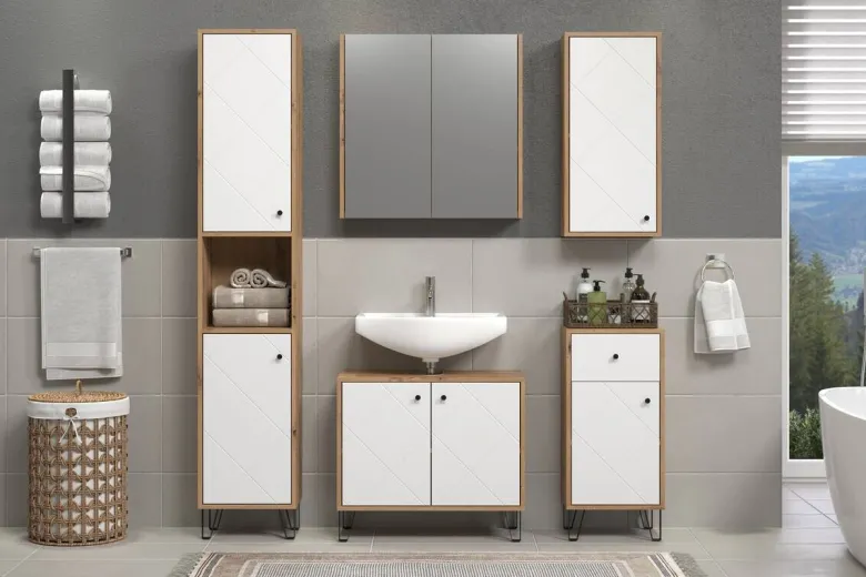 Hochschrank Touch Eiche Artisan Nachbildung weiß matt B/H/T: ca. 36x191x29 cm