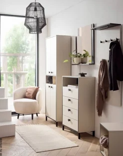 Hocker Edda beige hell B/H/T: ca. 40x42x40 cm