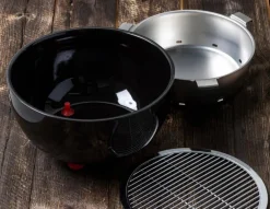 Holzkohle Tischgrill schwarz Edelstahl Keramik B/H/L: ca. 41x16x7 cm