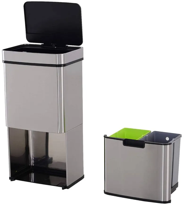 HOMCOM Abfalleimer silber B/H/L: ca. 30x81x42 cm