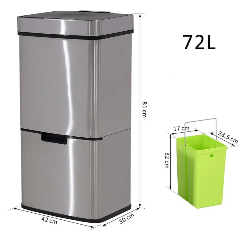 HOMCOM Abfalleimer silber B/H/L: ca. 30x81x42 cm