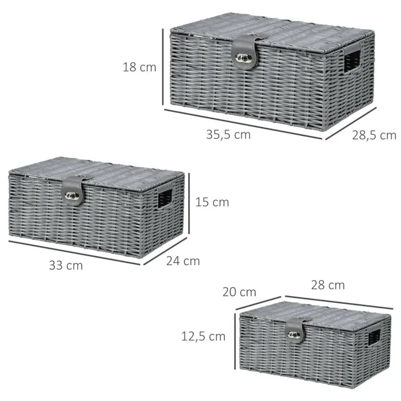 HOMCOM Aufbewahrungskorb grau Metall B/H/L: ca. 28,5x35,5x18 cm
