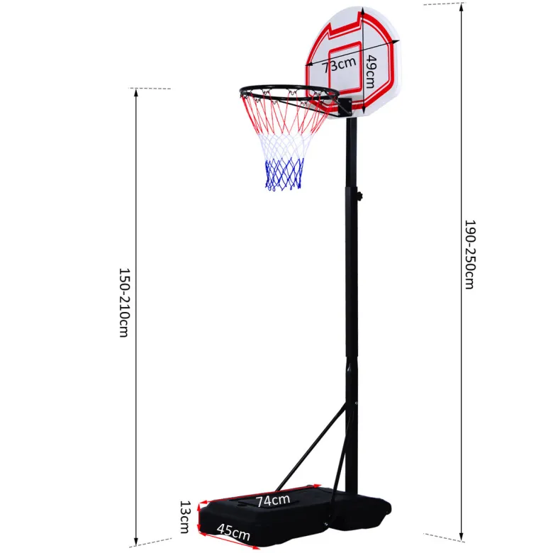 HOMCOM Basketballkorb schwarz B/H/L: ca. 73x210x74 cm