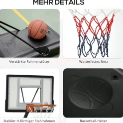 HOMCOM Basketballkorb schwarz B/H/L: ca. 60x90x310 cm