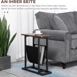 HOMCOM Beistelltisch schwarz Spanplatte B/H/L: ca. 19x49x55 cm