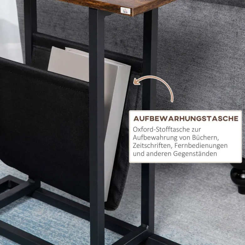 HOMCOM Beistelltisch schwarz Spanplatte B/H/L: ca. 19x49x55 cm