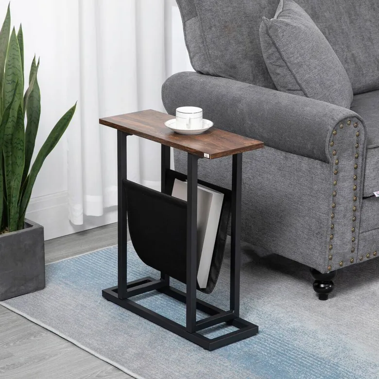 HOMCOM Beistelltisch schwarz Spanplatte B/H/L: ca. 19x49x55 cm