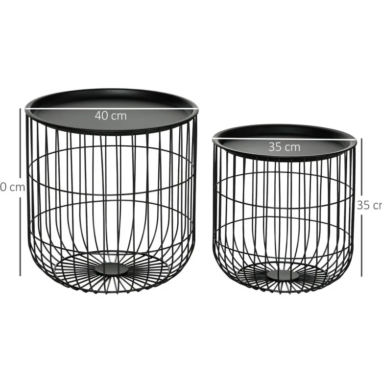 HOMCOM Beistelltisch schwarz Polypropylen B/H/L: ca. 40x40x40 cm