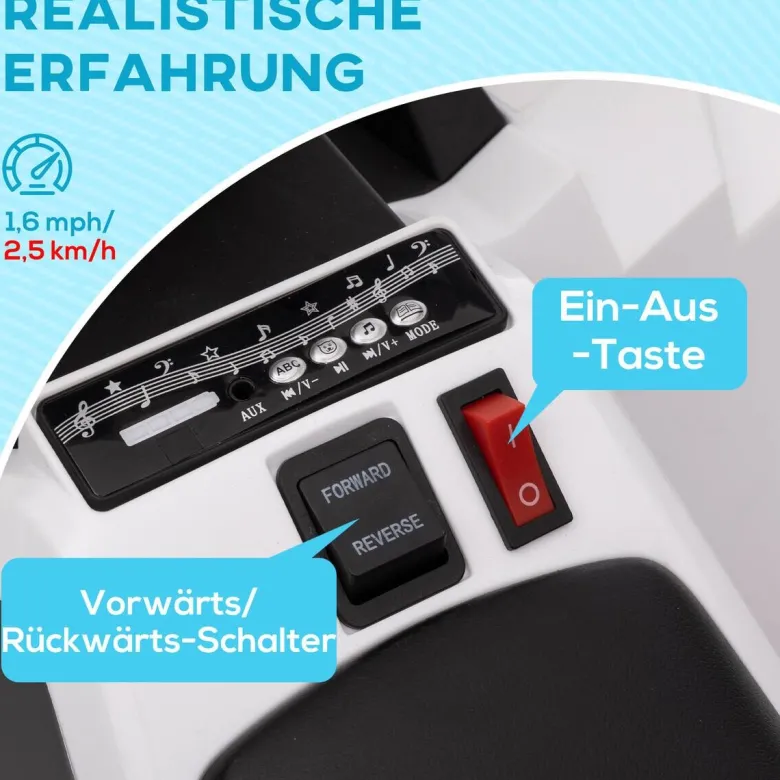HOMCOM Elektroauto für Kinder weiß B/H/L: ca. 41,5x48,5x70 cm