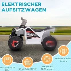 HOMCOM Elektroauto für Kinder weiß B/H/L: ca. 41,5x48,5x70 cm