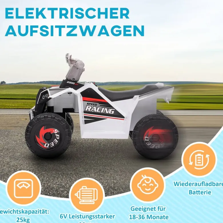 HOMCOM Elektroauto für Kinder weiß B/H/L: ca. 41,5x48,5x70 cm