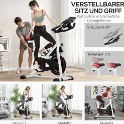 HOMCOM Ergometer schwarz Stahl B/H/L: ca. 53x114x103 cm
