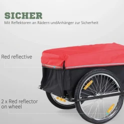 HOMCOM Fahrradanhänger schwarz schwarz B/H/L: ca. 88x60x140 cm