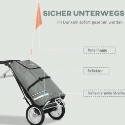HOMCOM Fahrradanhänger silber silber B/H/L: ca. 43x53x110 cm