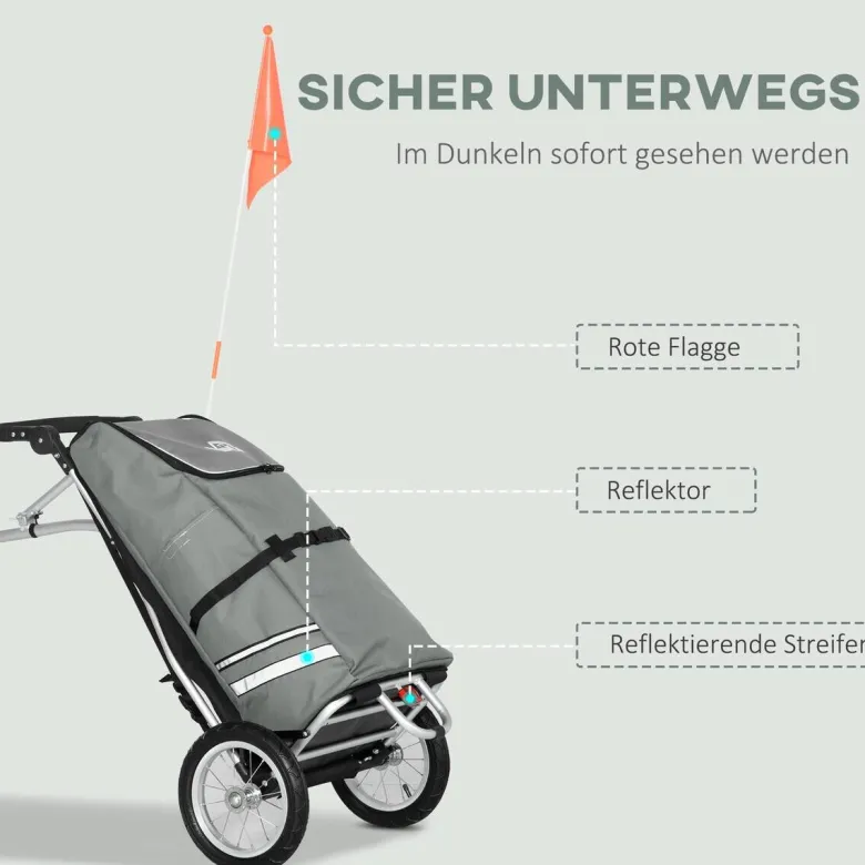 HOMCOM Fahrradanhänger silber silber B/H/L: ca. 43x53x110 cm