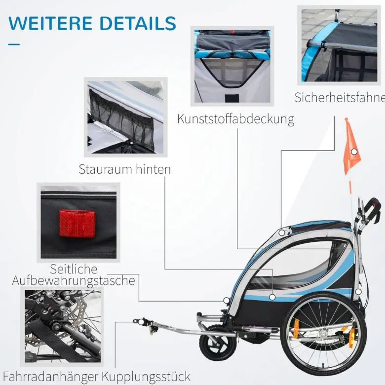 HOMCOM Fahrrad-Zubehör blau blau B/H/L: ca. 75x142x101 cm