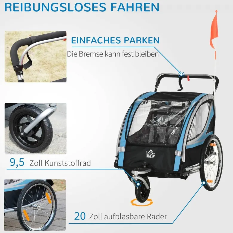 HOMCOM Fahrrad-Zubehör blau blau B/H/L: ca. 75x142x101 cm
