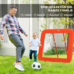 HOMCOM Fußball Rebounder rot Metall B/H/L: ca. 118x120x128 cm