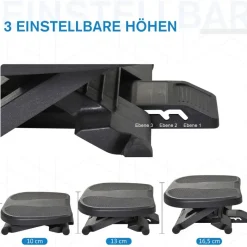 HOMCOM Fußstütze verstellbar schwarz