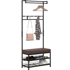 HOMCOM Garderobe schwarz Polypropylen B/H/L: ca. 35x72,5x180 cm