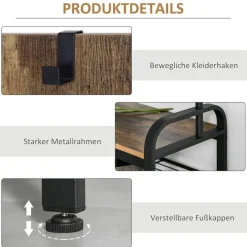 HOMCOM Garderobe schwarz Polypropylen B/H/L: ca. 34x72x185 cm