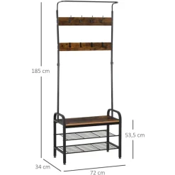HOMCOM Garderobe schwarz Polypropylen B/H/L: ca. 34x72x185 cm