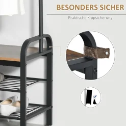 HOMCOM Garderobe schwarz Polypropylen B/H/L: ca. 34x72x185 cm