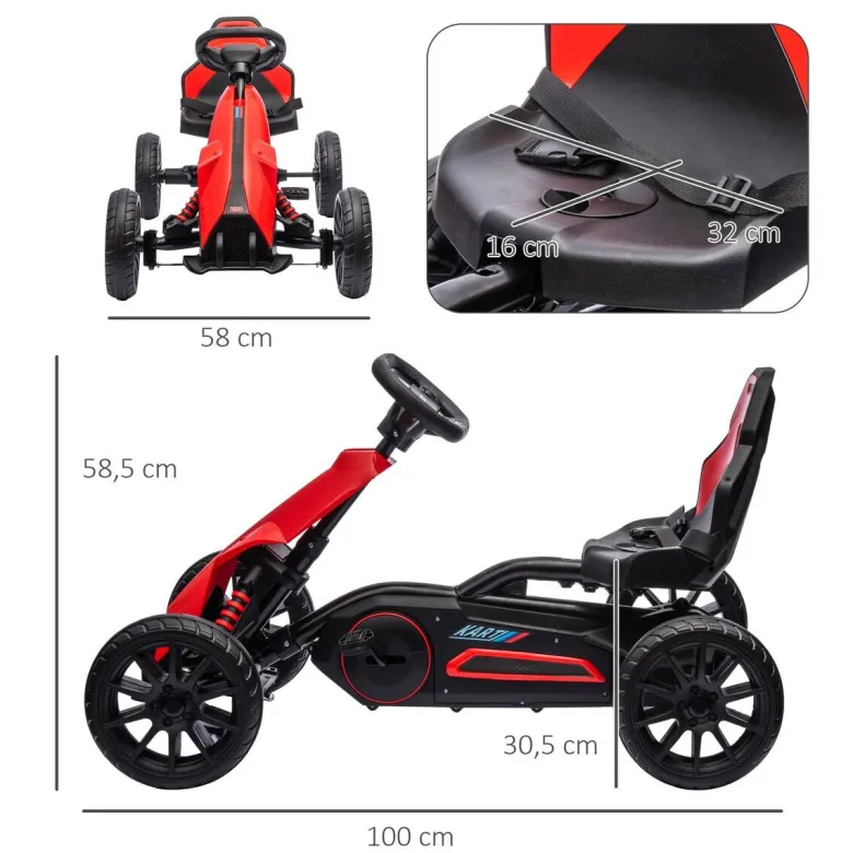 HOMCOM Go Kart rot B/H/L: ca. 58x58,5x100 cm