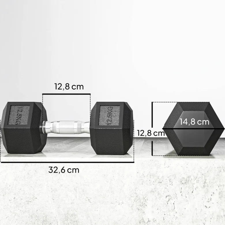 HOMCOM Gummi-Hantel schwarz Gummi B/H/L: ca. 14,8x32,6x14,8 cm