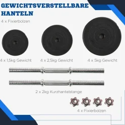 HOMCOM Hantel-Set schwarz Edelstahl B/H/L: ca. 24,5x24,5x45 cm