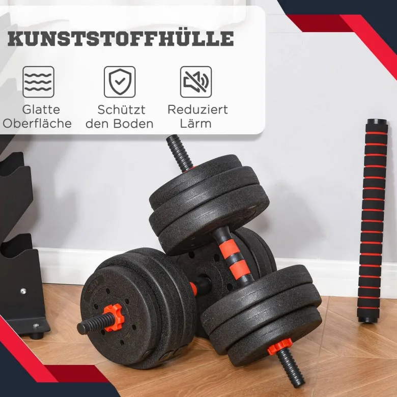 HOMCOM Hantel-Set schwarz Edelstahl B/H/L: ca. 21x21x50 cm