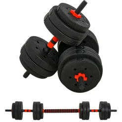 HOMCOM Hantel-Set schwarz Edelstahl B/H/L: ca. 21x21x50 cm
