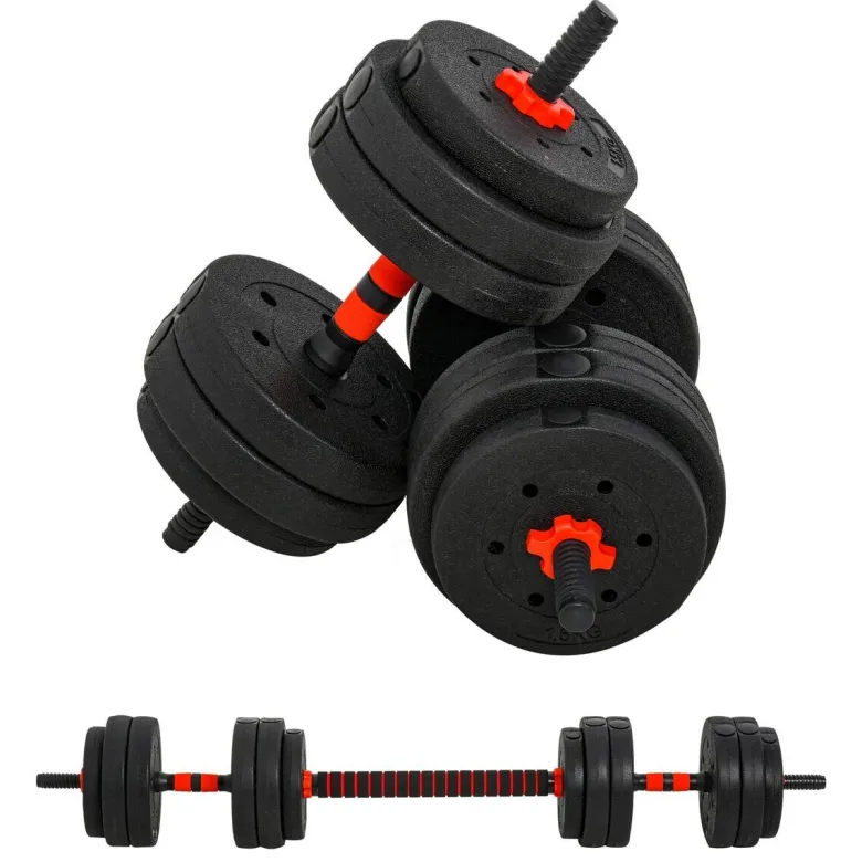 HOMCOM Hantel-Set schwarz Edelstahl B/H/L: ca. 21x21x50 cm