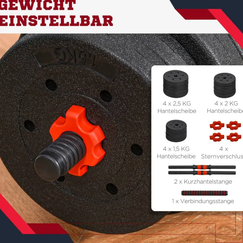 HOMCOM Hantel-Set schwarz Edelstahl B/H/L: ca. 21x21x50 cm